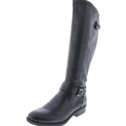 Yalina Faux Leather Buckle Knee-High Boots