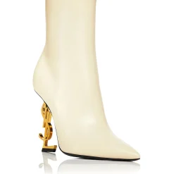 YSL Logo Pointed Toe Ankle Boots