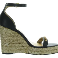 Yulissa Faux Leather Embellished Wedge Sandals