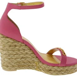 Yulissa Faux Leather Embellished Wedge Sandals