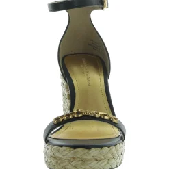 Yulissa Faux Leather Embellished Wedge Sandals