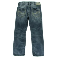 Zac Whisker Wash Distressed Straight Leg Jeans