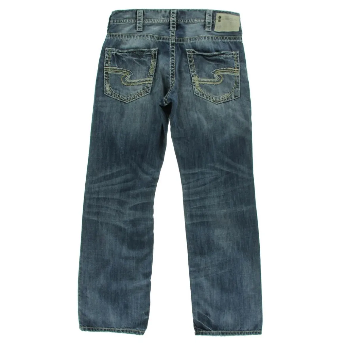 Zac Whisker Wash Distressed Straight Leg Jeans