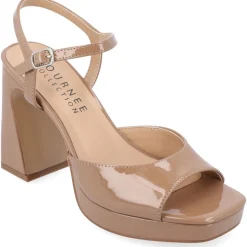Ziarre Patent Ankle Strap Platform Sandals