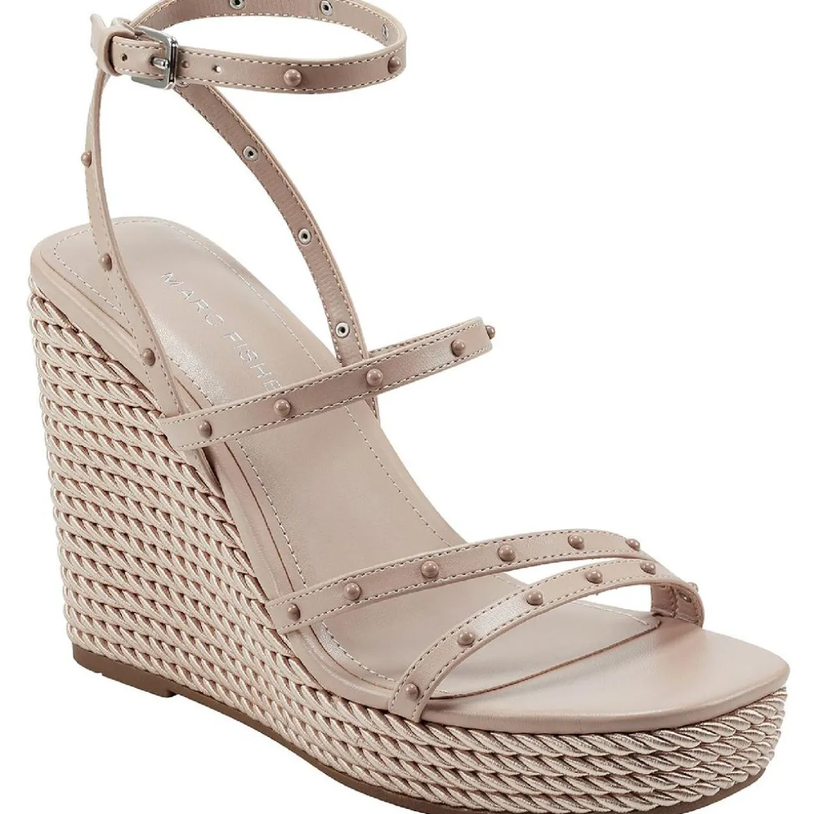 Zig Faux Leather Studded Wedge Sandals