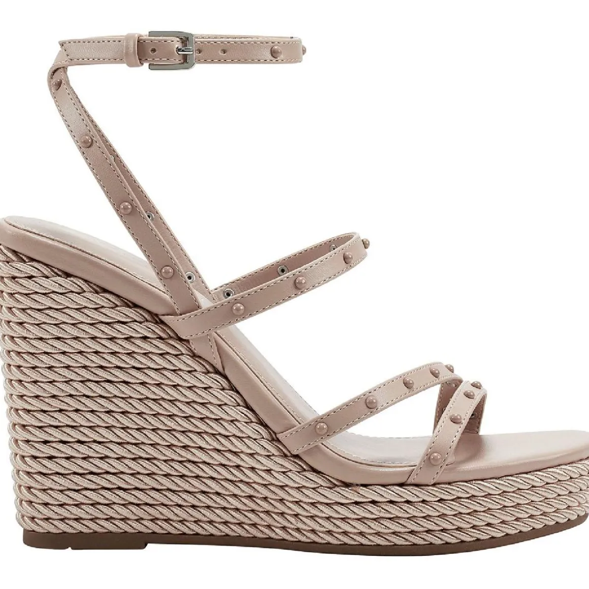 Zig Faux Leather Studded Wedge Sandals