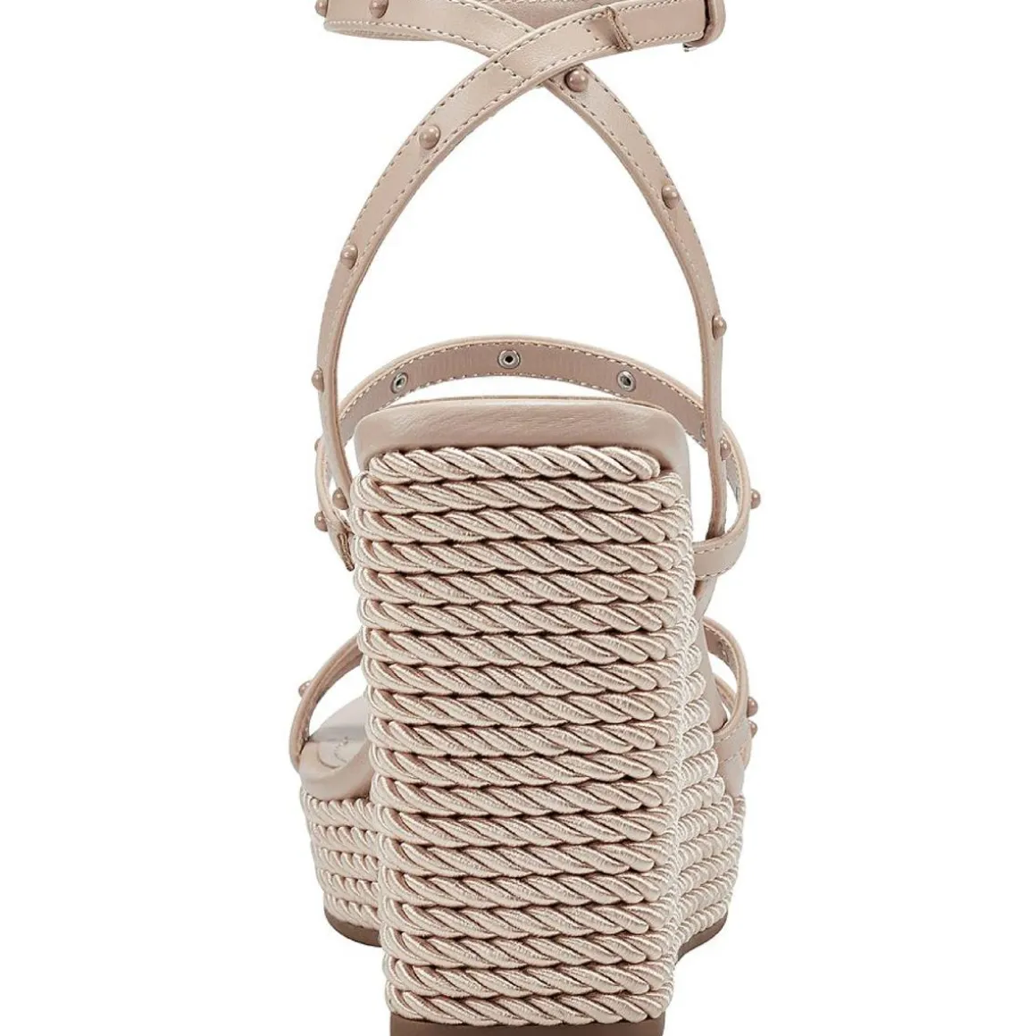 Zig Faux Leather Studded Wedge Sandals