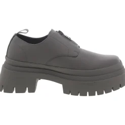 Zip Faux Leather Platform Derby Shoes