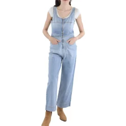 Zipper Denim Overall Jeans