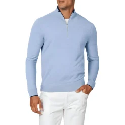 Zipper Extra Fine Merino Wool Mock Turtleneck Sweater