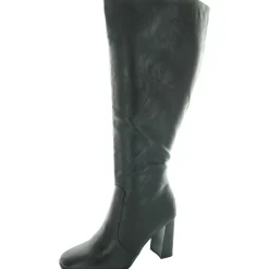 Zipper Faux Leather Knee-High Boots