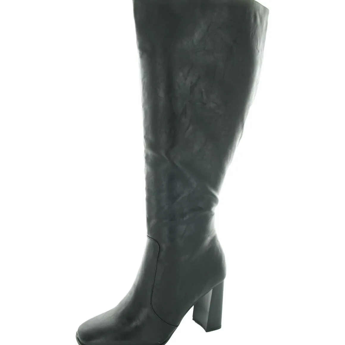 Zipper Faux Leather Knee-High Boots