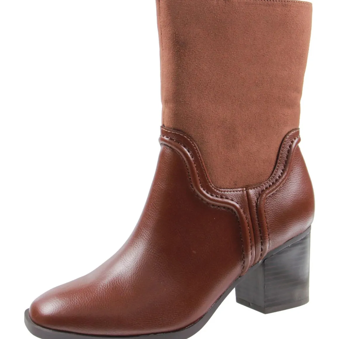 Zipper Faux Leather Mid-Calf Boots