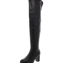 Zipper Faux Leather Over-The-Knee Boots