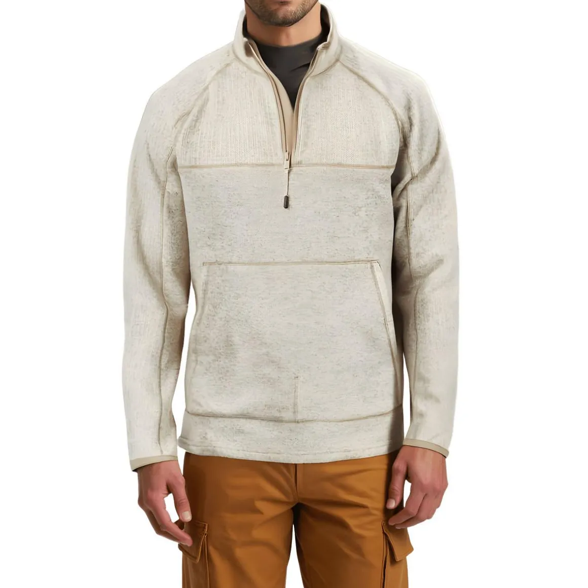 Zipper Fleece Mock Turtleneck Sweater