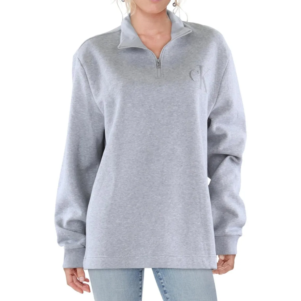 Zipper Fleece Mock Turtleneck Sweater