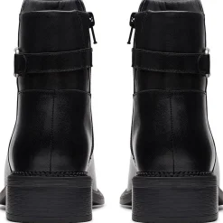 Zipper Leather Ankle Boots