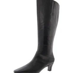 Zipper Leather Knee-High Boots