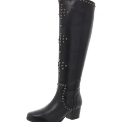 Zipper Leather Knee-High Boots