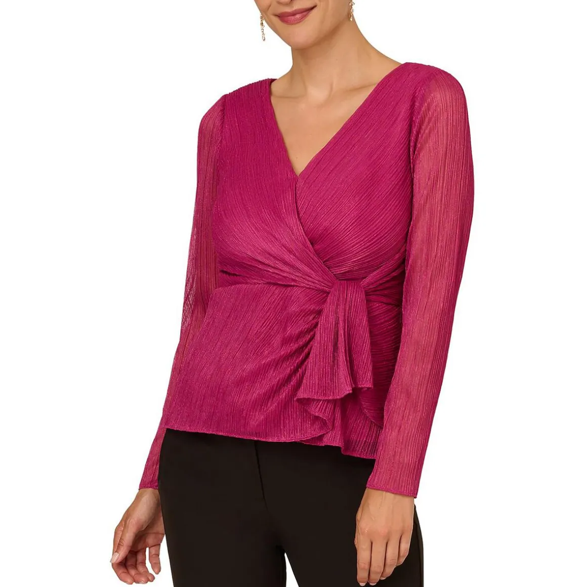 Zipper Metallic Peplum Top