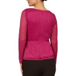 Zipper Metallic Peplum Top