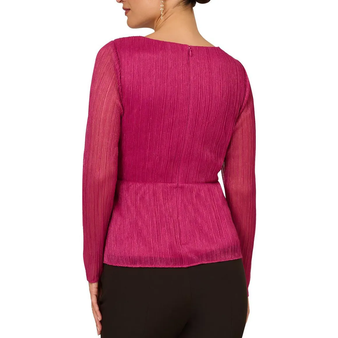 Zipper Metallic Peplum Top