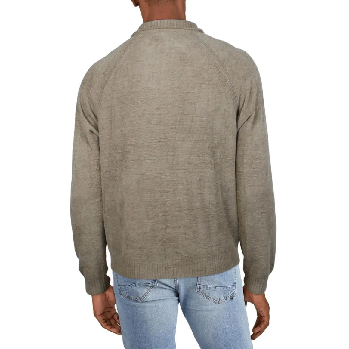 Zipper Nylon Mock Turtleneck Sweater